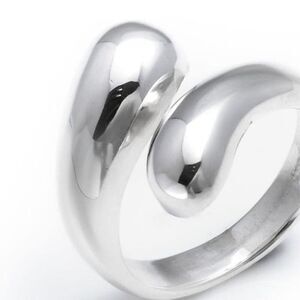Silver Plated Adjustable Minimalist Drop Band Jewelry Rings
